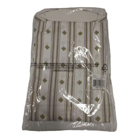 MEN'S STEVEN LAND ROMAN CHAINS WHITE/ NATURAL DRESS SHIRT. DS 2035. - Picture 5 of 5